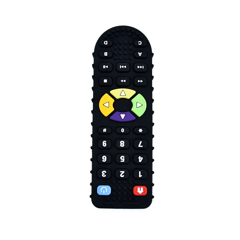  티더 TV 리모컨 모양 실리콘 어금니 스틱, 안전한 재료, 잇몸 통증 완화, 어린이 감각 교육 장난감