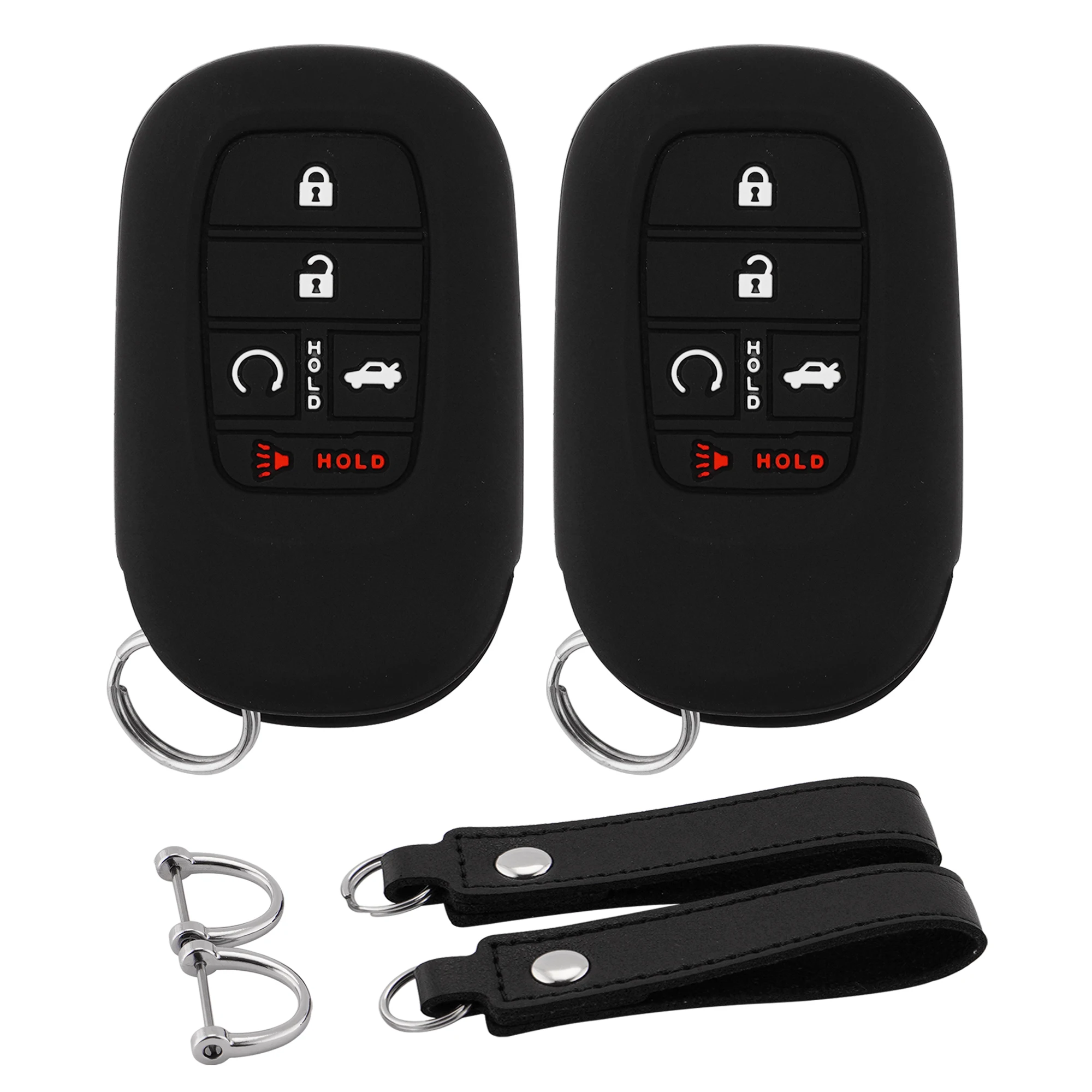 

EKALA Silicone Key Fob Cover for 2024 2023 2022 Honda 5 Buttons Civic Accord Pilot CR-V HR-V Key Case Keychain 2 Pack