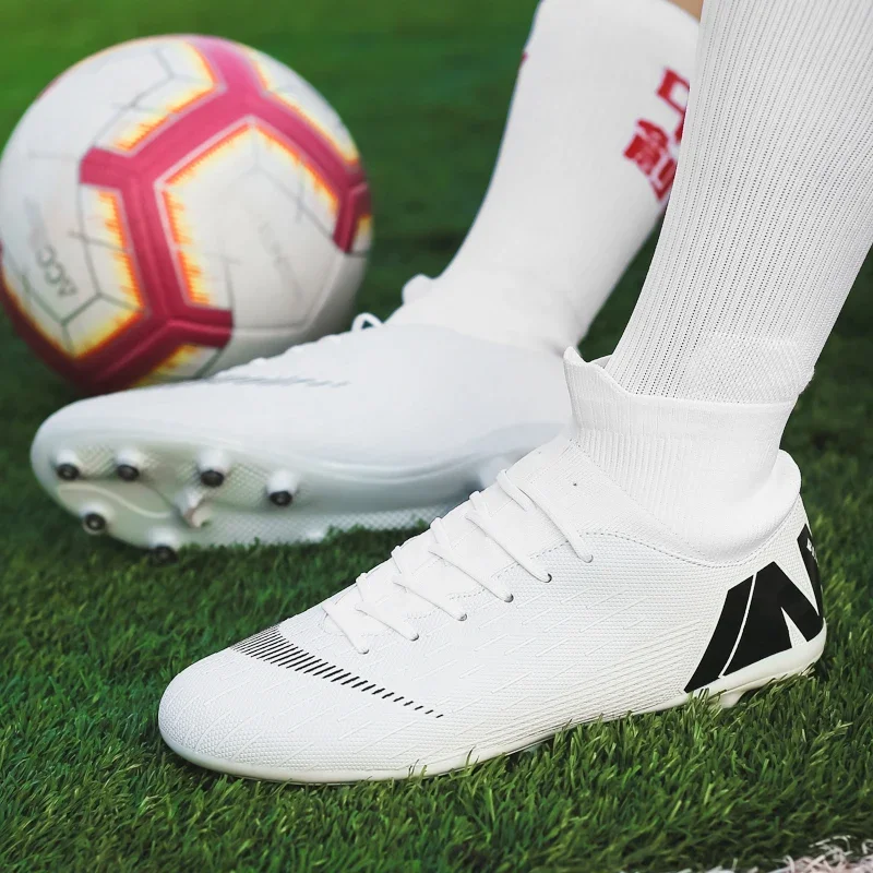 Football Shoes Mens Soccer Cleats Football Boots Training Ankle Cleats Professional Outdoor Wear-Resistant Non-Slip Long Spike TF/FG
