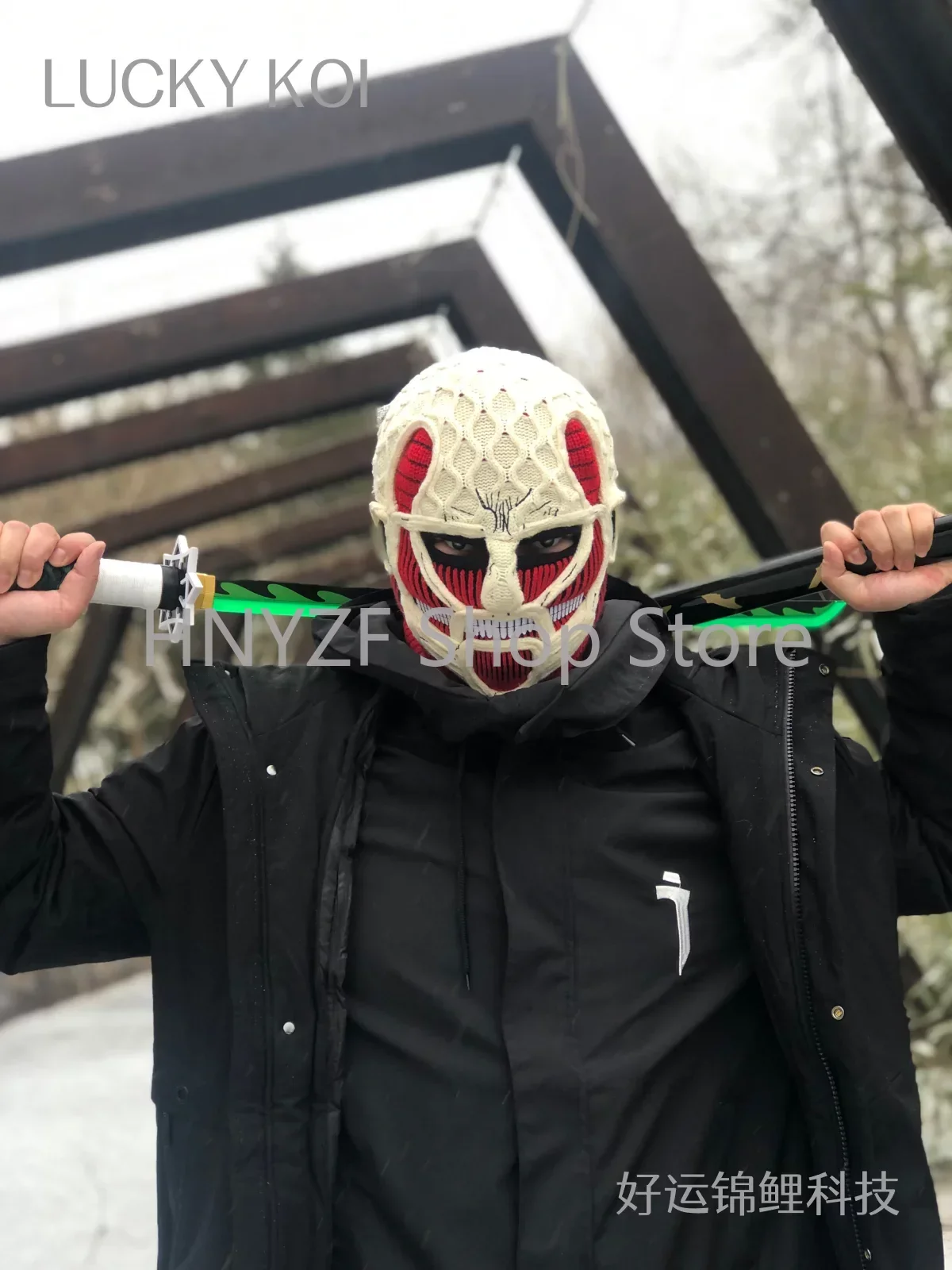 Attack On Titan Mask 남성용 인기 스키 라이딩 페이스 마스크, 남성용 수제 모자, 가을 겨울 따뜻한 비니 얼굴 모자