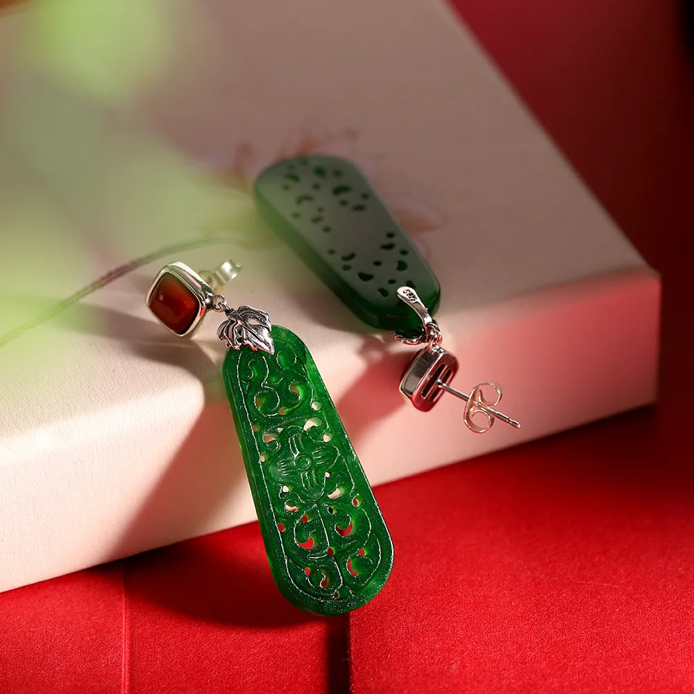 Silver Iron Dragon Lucky Cloud Shaped Earrings