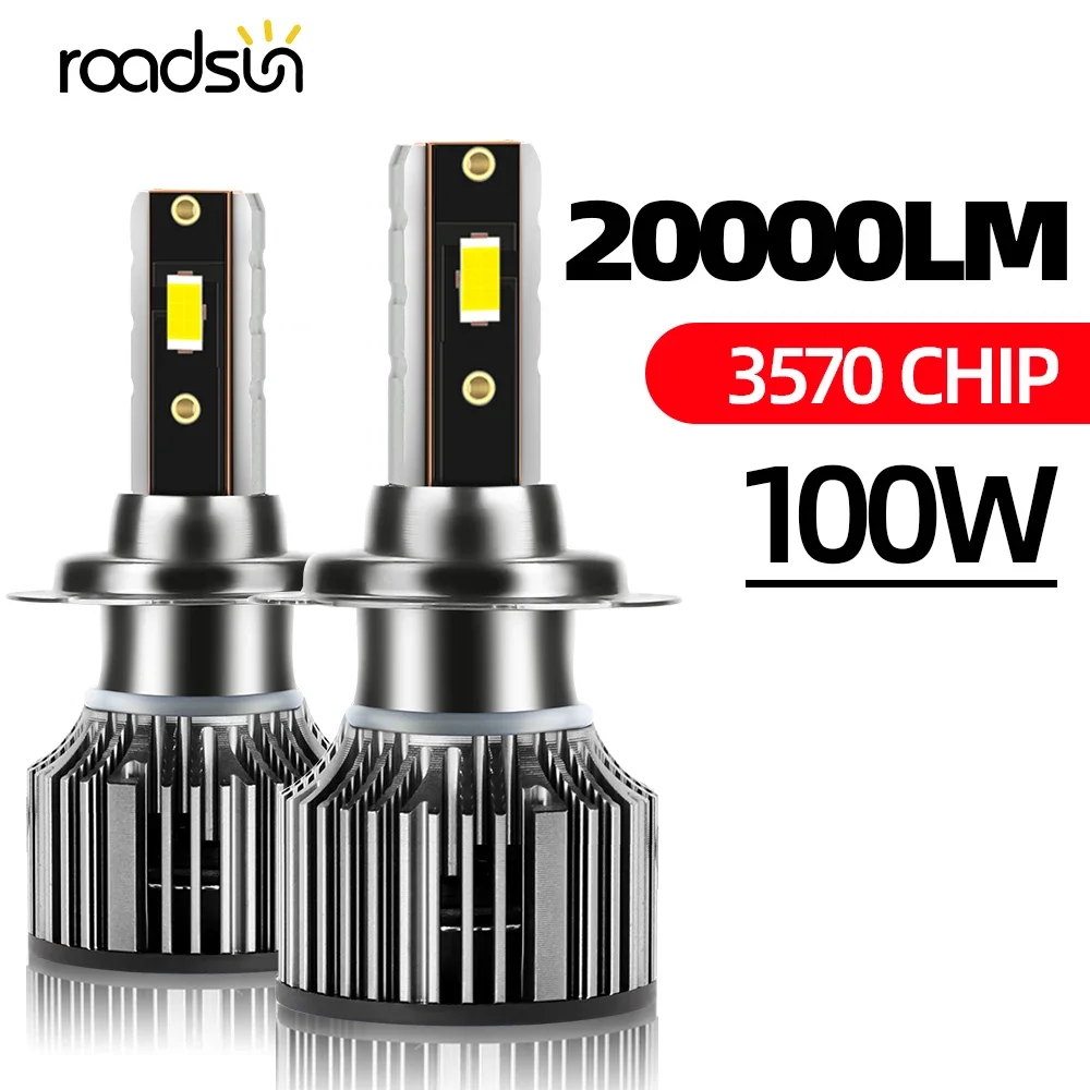 

Светодиодсветильник фары roadsun H7 100 лм 9012 Вт дальний/ближний свет H4 H1 9005 H11 9006 HB3 3570 HB4 светильник ры 6500 CSP чип K турбо автомобильные лампы