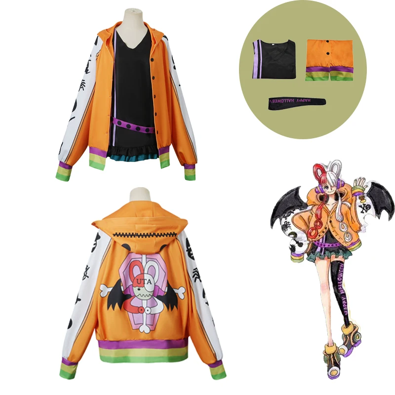 

Anime One Piece Red UTA Cosplay Costume Coat Top Women Girls Roleplay Clothes Outfits Halloween Carnival Disguise Suit