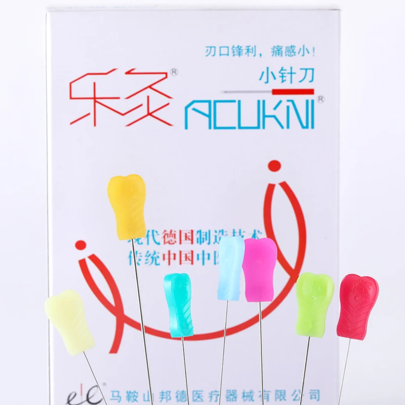 Disposable sterile acupuncture needles 50 pcs/pack Plastic handle blade flat edge knife needle acupotomy needle