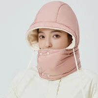 New Style Windproof Hats Plush Fleece Lined Warm Winter Cap Hooded Full Cover Waterproof Hats For Women Solid Color Winter Hats 5