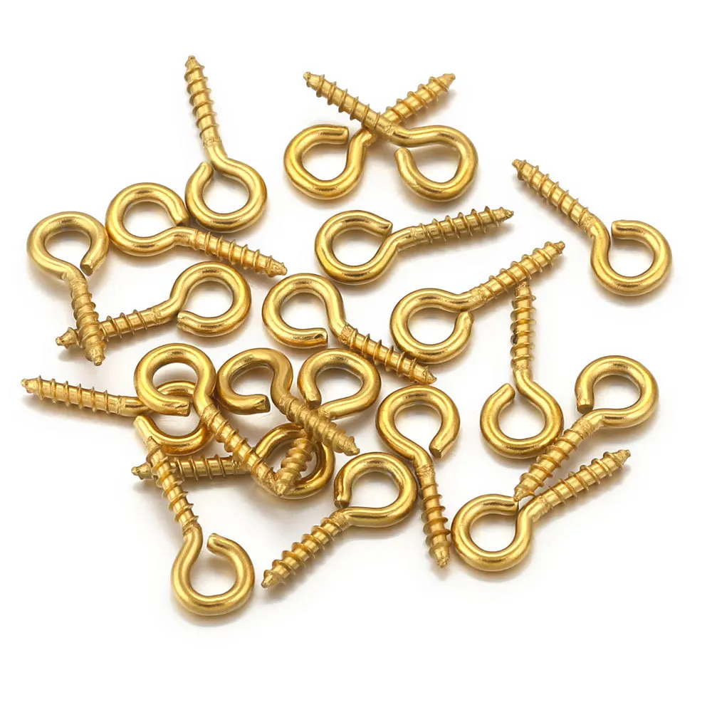 Eyepins Hooks Eyelets Screw Threaded Gold Color Clasps Hooks Jewelry Findings For Making DIY 5