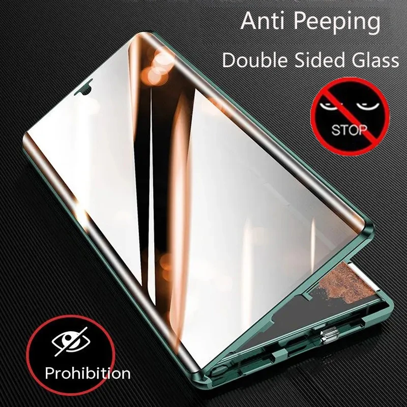 Double-Sided Glass Magnetic Phone Case with 360° Full Protection and Anti-Peeping Features