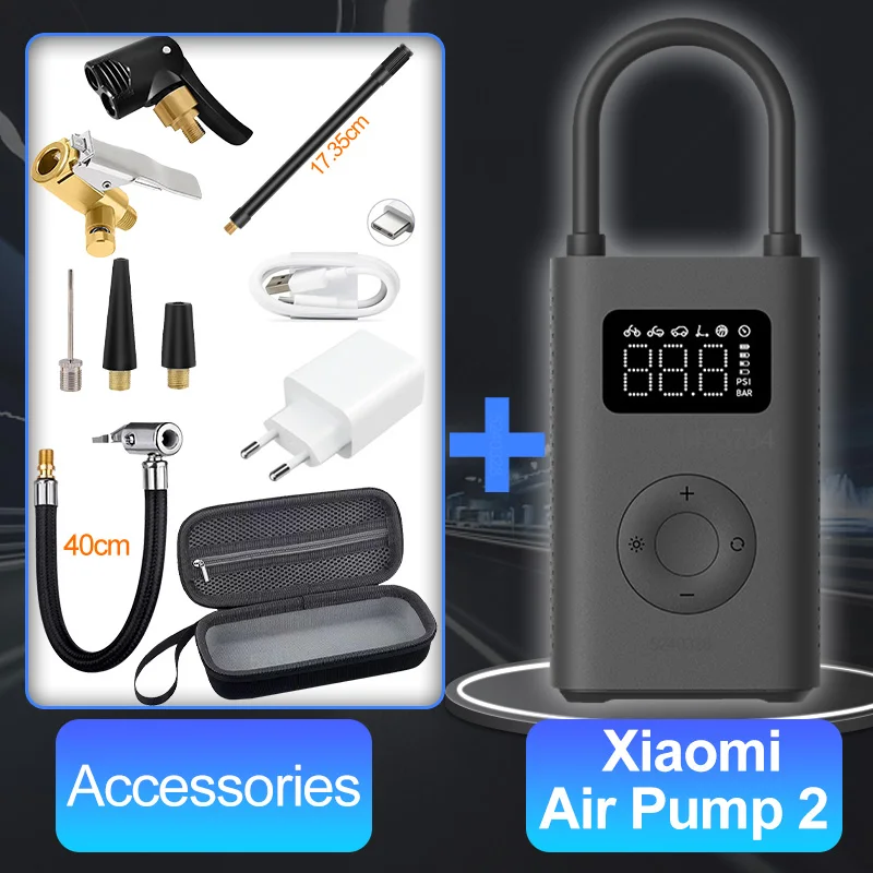 

Xiaomi Mini Portable Air Pump 2 Combo Mijia Electric Air Compressor Treasure Type-C Multitool Inflator Digital Tire Pressure Det