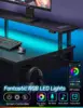Computer Desk with Power Outlets & LED Light, 47 inch Home Office Desk , Modern Work Desk for Home Office, Carbon Black 5