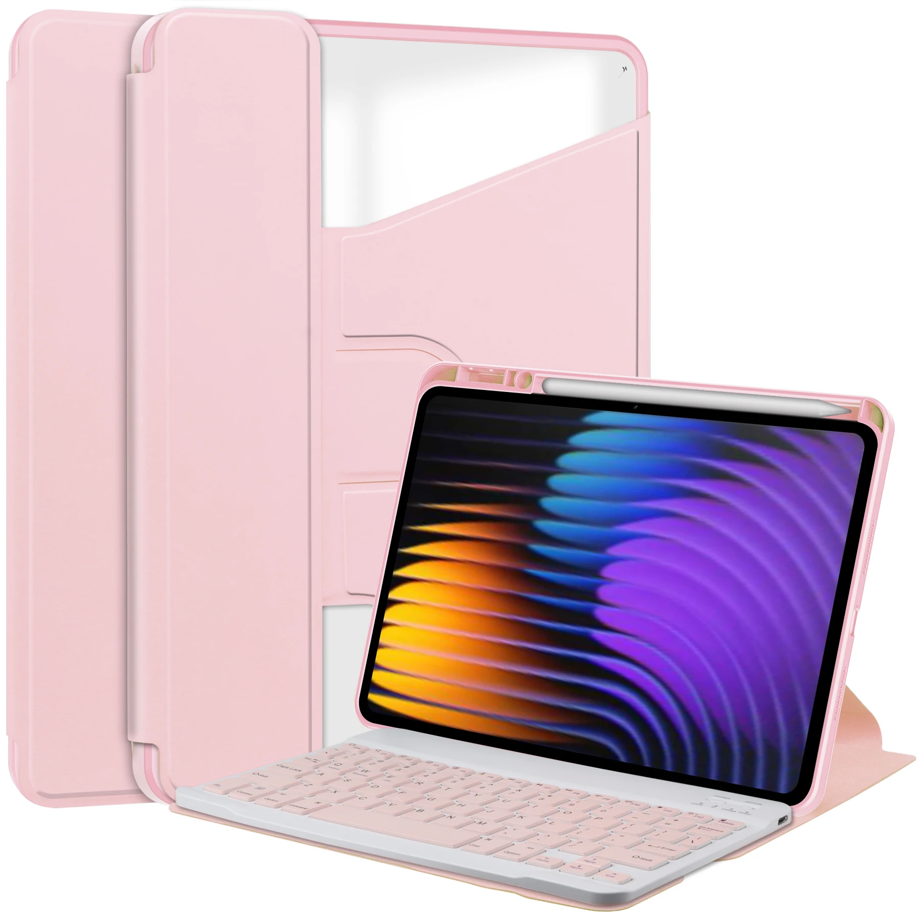 Detachable Wireless Keyboard Case with 360° Rotatable Stand & Smart Cover
