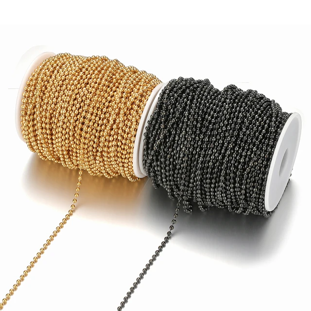 2mm Brushed Gold Ball & Cylinder Chain - with Connector