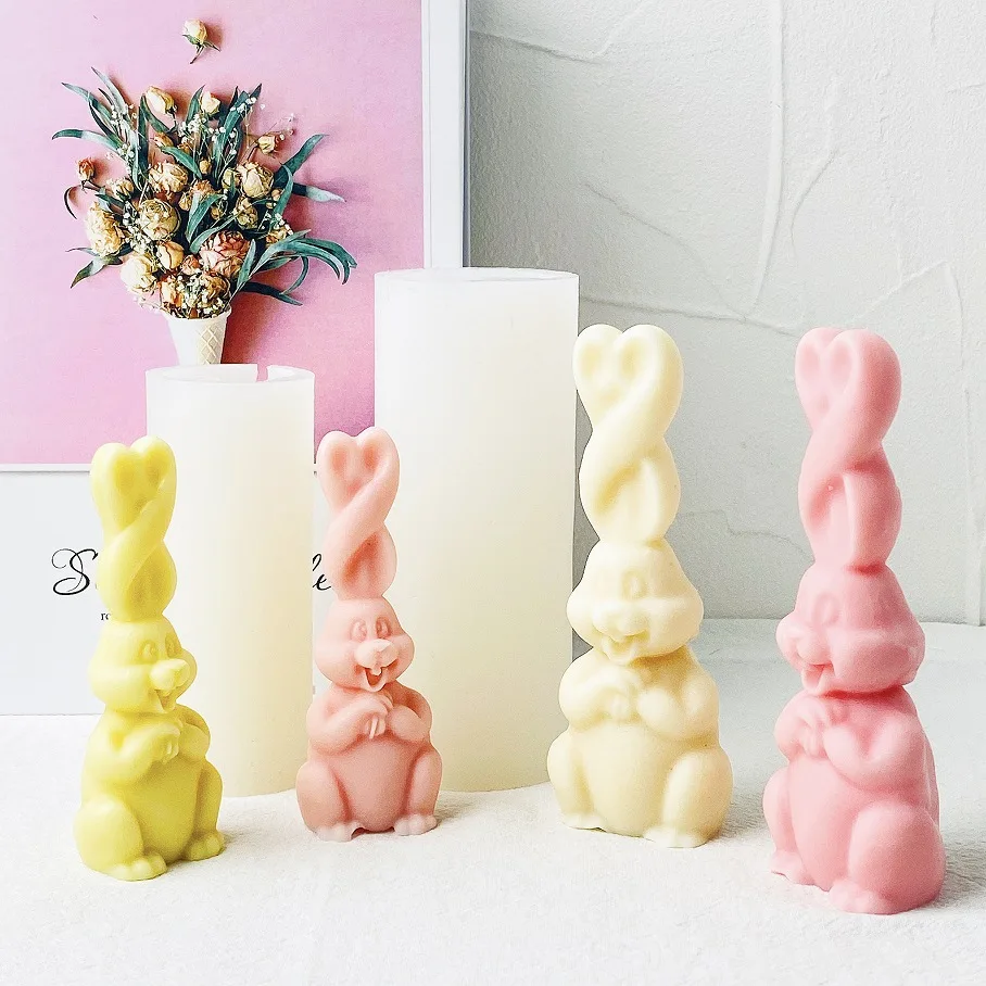 

Long-eared rabbit candle mold braided rabbit aromatherapy plaster ornaments fondant mold moldes de silicona para velas