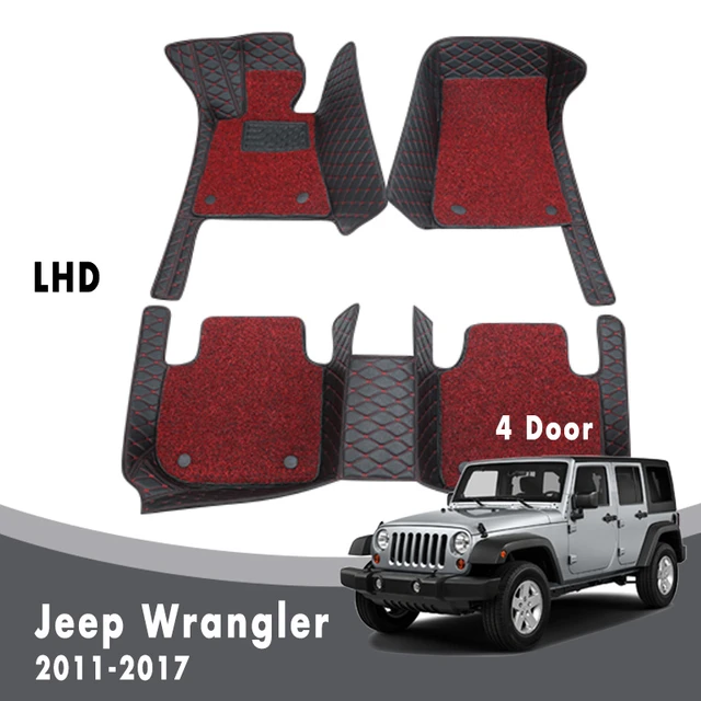 Luxus Teppiche Auto Fußmatten Für Jeep Wrangler 4 Tür 2017 2016 2015 2014  2013 2012 2011 Auto Doppel Schicht draht Schleife Innen - AliExpress