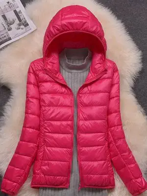 Tanie Damski płaszcz zimowy Ultralight puch kaczy cienka kurtka z kapturem sklep