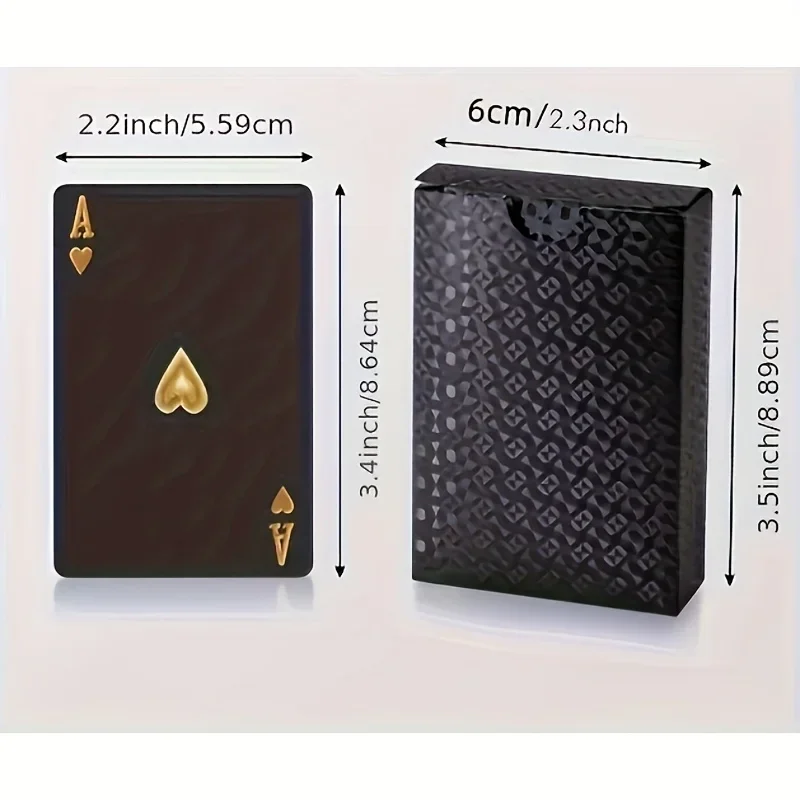 Waterproof Black & Golden Foil Playing Cards - Durable Plastic Poker Deck for Tabletop Games