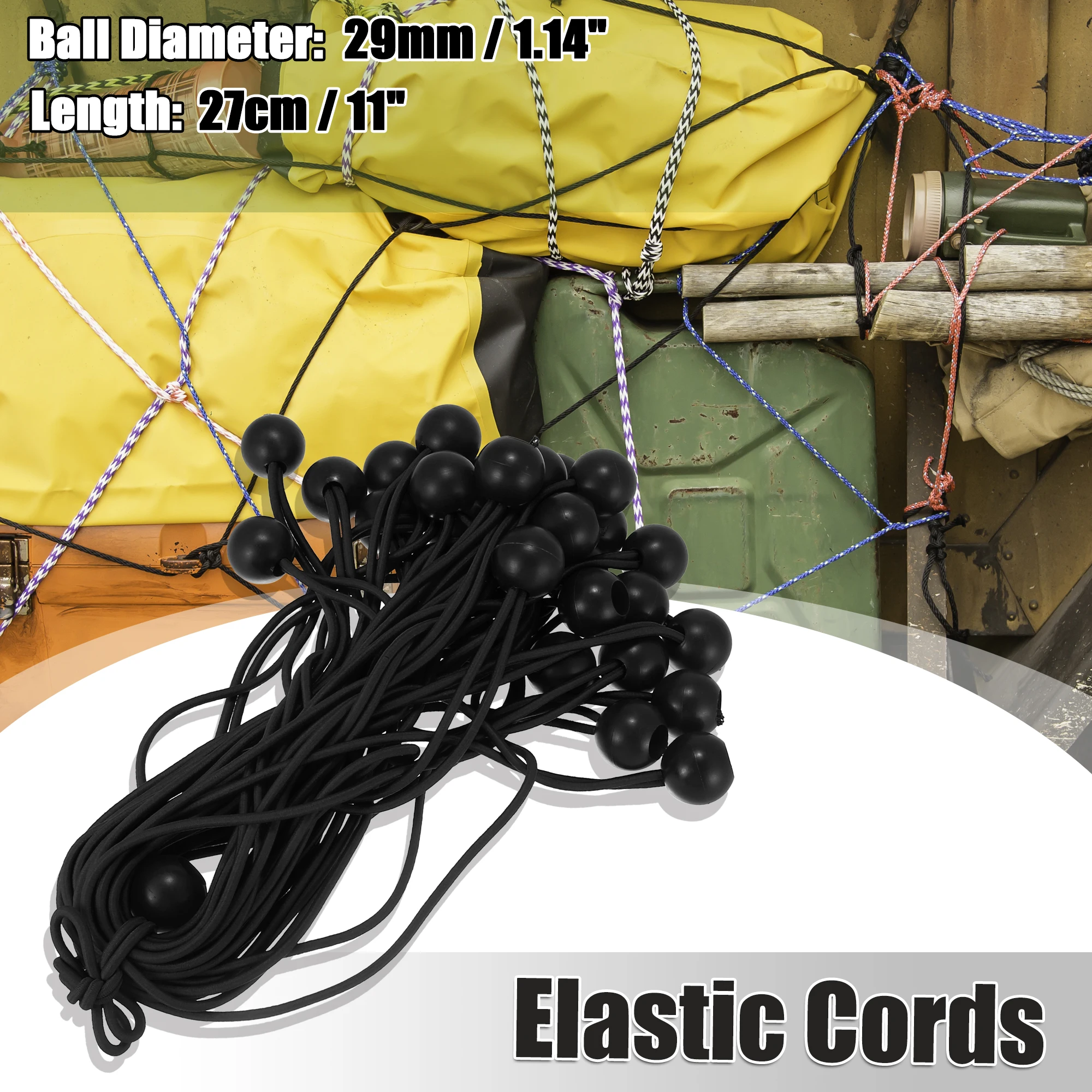 Uxcell 30/50Pcs 15/25/27cm Length Bungees Ball Fixing Tie Rope Elastic Luggage Straps Cords For Car Motorcycle Bike ATV UTV | Автомобили и