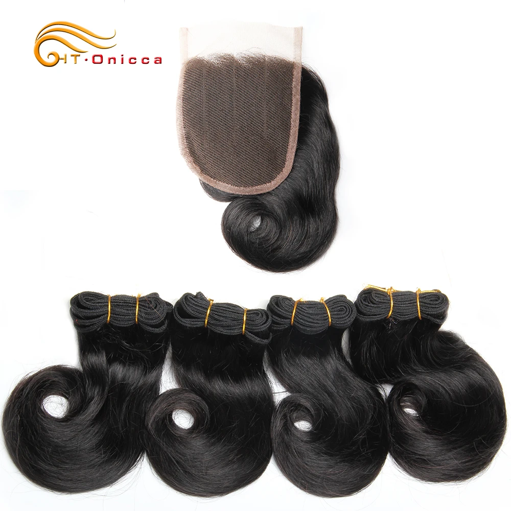 Curly Bundles With Closure 4x4 Lace Closures Brazilian Hair Weave 4 Bundles With Closure Natural Human Hair