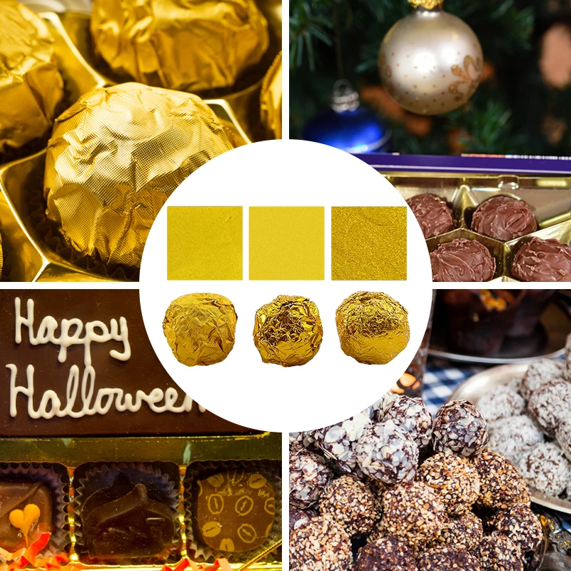 100 Sheets Gold Chocolate Foil Wrappers Diy Caramels Sweets Candy Bar Wrappers Snack Packaging Storage Party Treats
