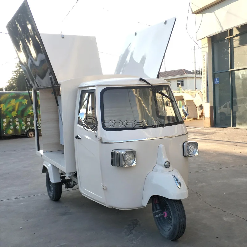 Custom Electric Food Tricycle Outdoor Mobile Food Truck Beer Bar Snack Piaggio Ape Truck Kitchen Catering Van for Sale foldable plastic garbage hanging bag outdoor camping rubbish bag storage rack holder picnic kitchen organizer trash bag rack