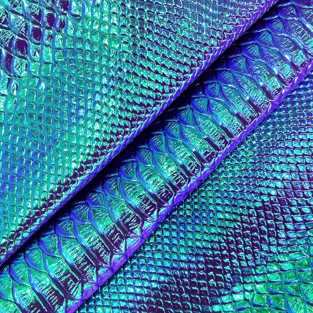 30x135cm Holographic Crocodile Skin Vinyl, Iridescent Blue Alligator Faux  Leather, Embossed Craft Fabric for DIY Sewing Project - AliExpress