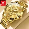 OLEVS 3619 Mens Watch Top Brand Fashion Original Quartz Watch for Man China Loong Dragon Dial Waterproof Luminous Date Reloj 1