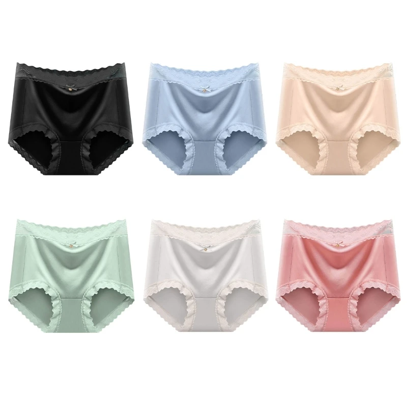 

Women's High Waist Hipsters Briefs Smooth Silky Panties Soft Lace Underwear Breathable Underpants Panties Gifts
