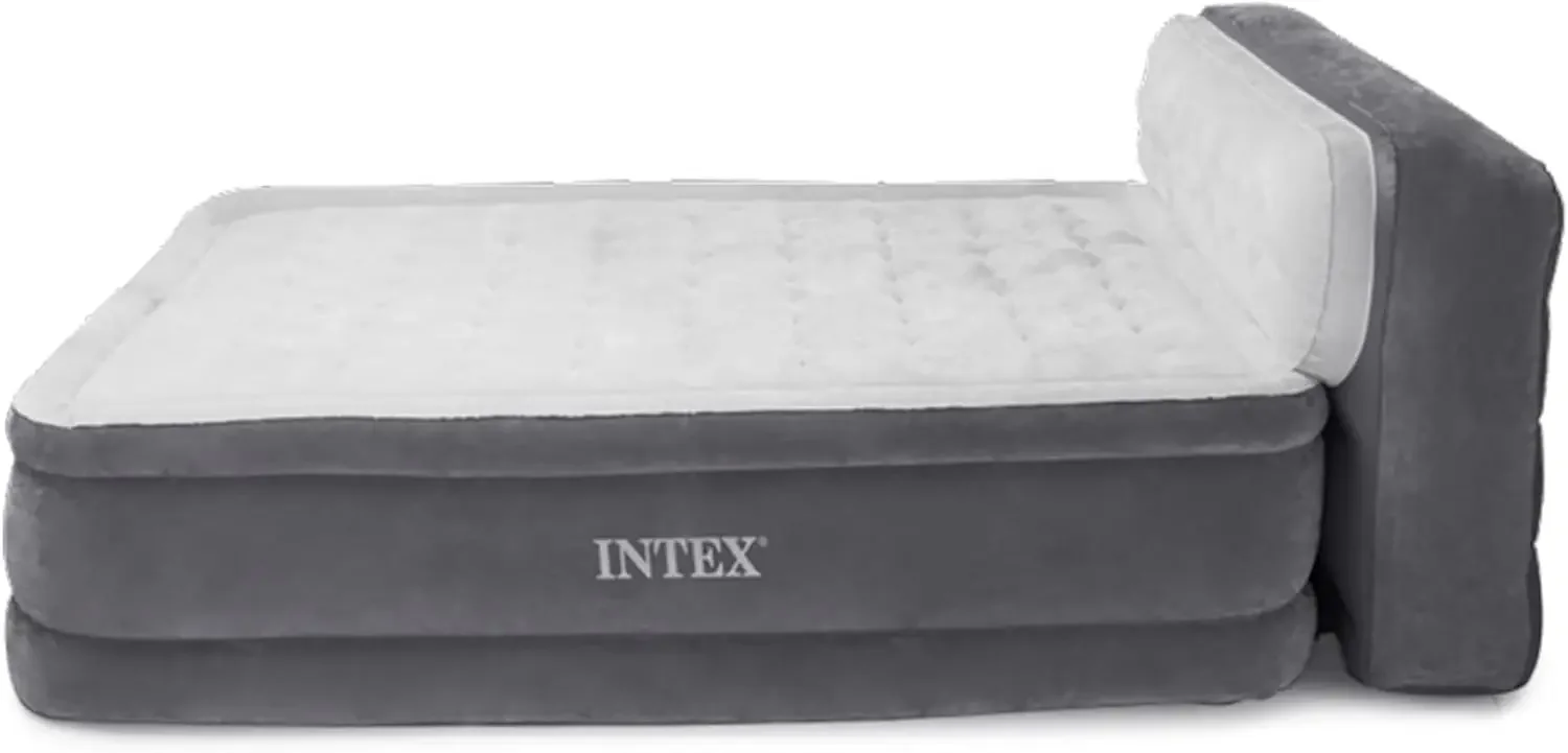 Beam Ultra Plush Inflatable Pillow Top Bed Air Mattress with Headboard, Built-in Internal Electric Pump and Carry Storage Bag, Q 2
