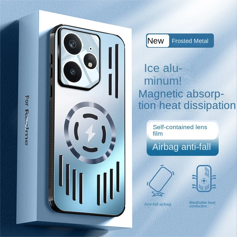 Hard Metal Heat Dissipation Magnetic Wireless Charging Phone Case - Protective Back Cover
