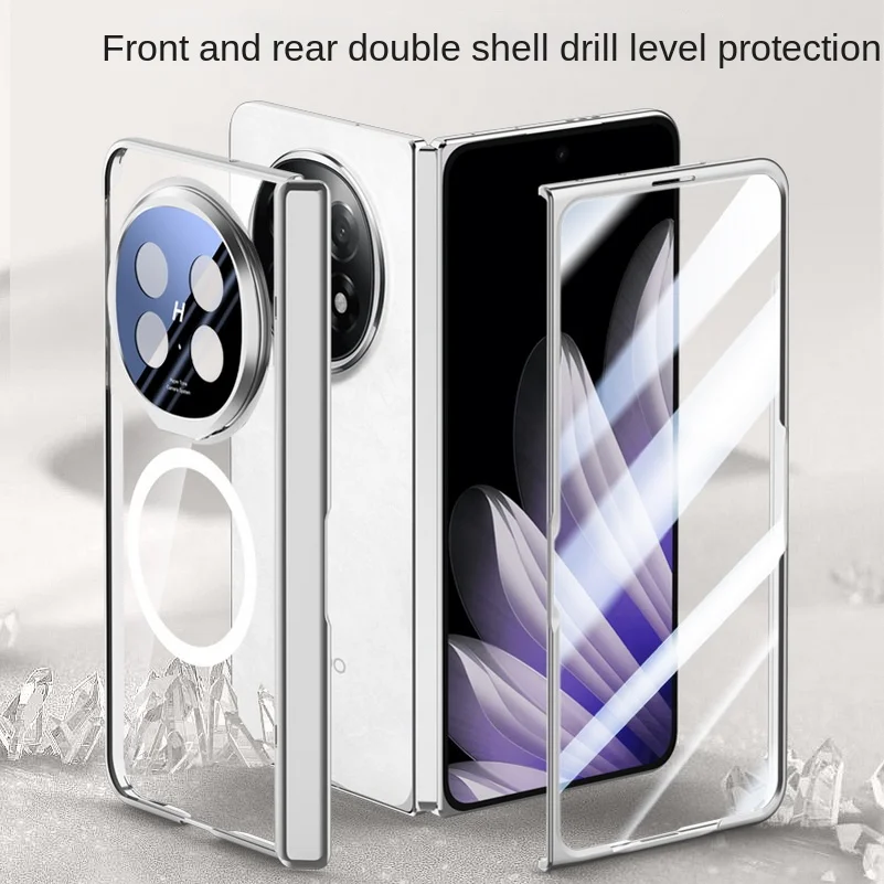 MagSafe Magnetic Privacy Screen Glass Protector with Hinged Holder Back Cover