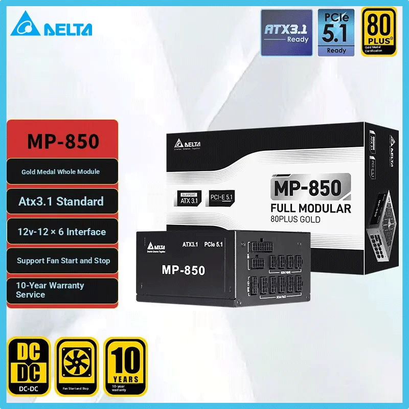 델타 등급 850W 전원 공급 장치 Mp850 블랙 골드 메달 풀 모드 Atx3.1/P..