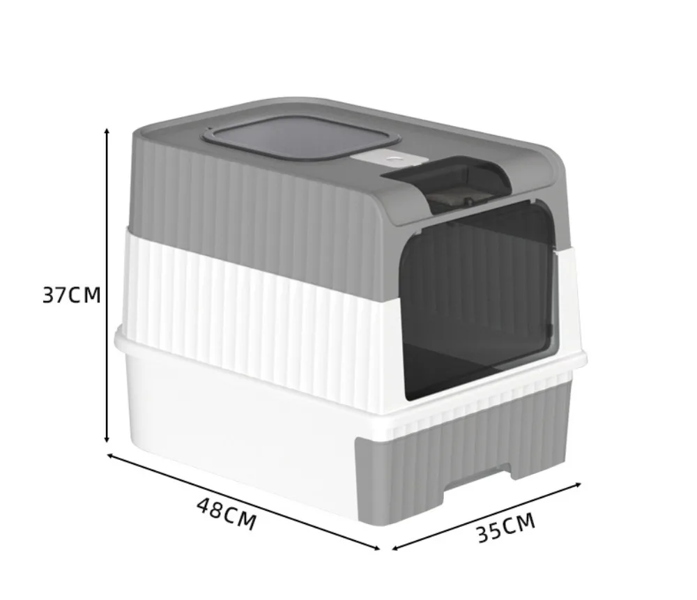 Caja de arena para gatos con tapa, extragrande, esterilización y desodorización UV, tipo cajón, fácil de recoger, bajo seguimiento