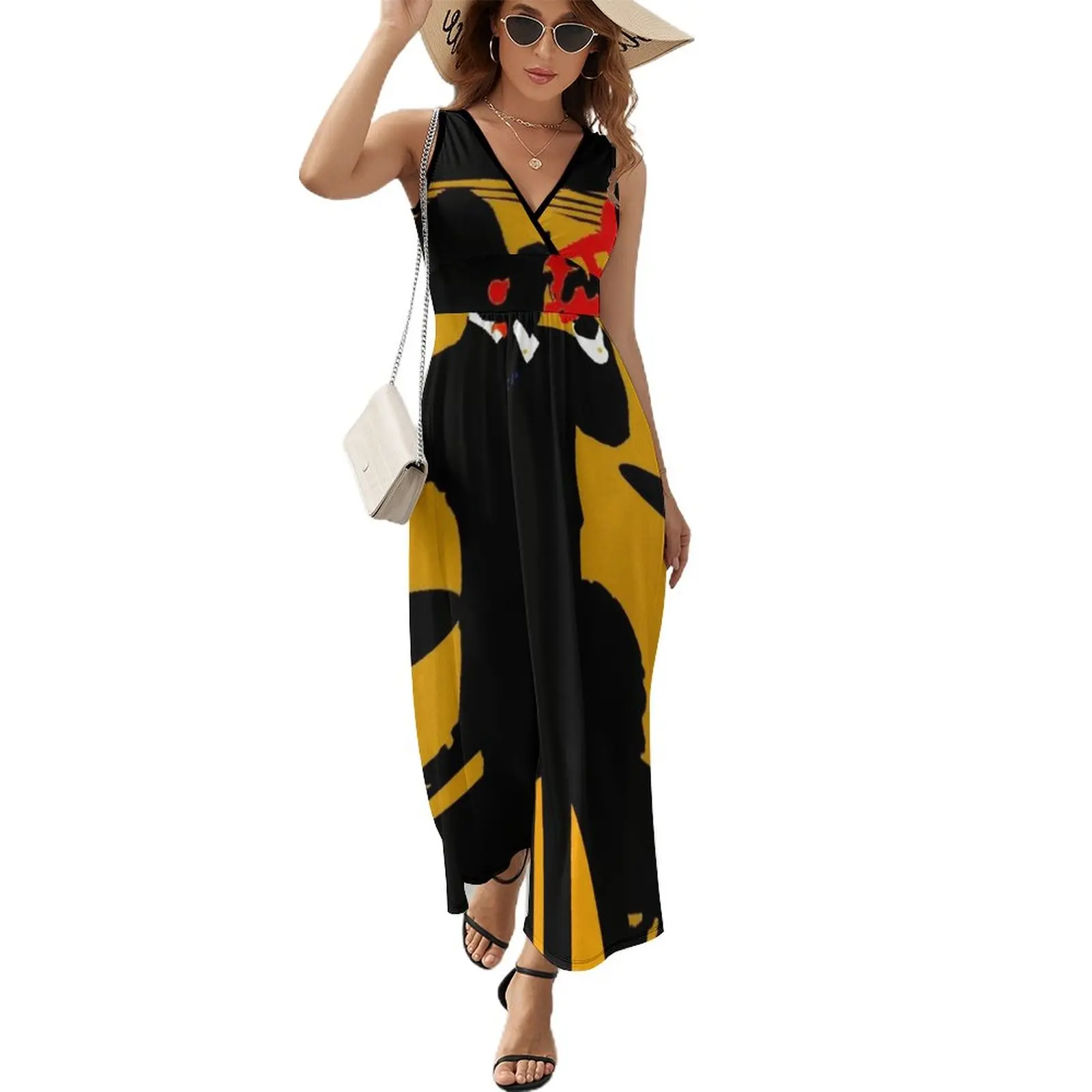 

ORLEANS : Vintage Mardi Gras Samba Orpheus Print Sleeveless Dress sensual sexy dress for women women evening dress