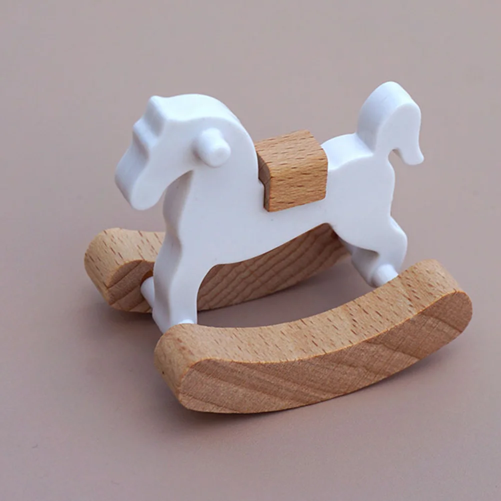 

Small Wooden Horse House Layout Prop Miniatures Rocking Furniture Adorn Rocking-chair Model Desktop Toy Toys