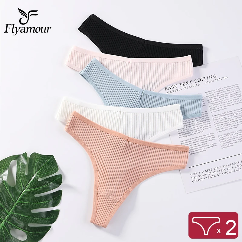 

2Pcs Women Seamless G-String Ladies Ribbed Cotton Thong Simple Sexy Low Waist Bikini Briefs Plus Size Sports Girls Underwear XXL