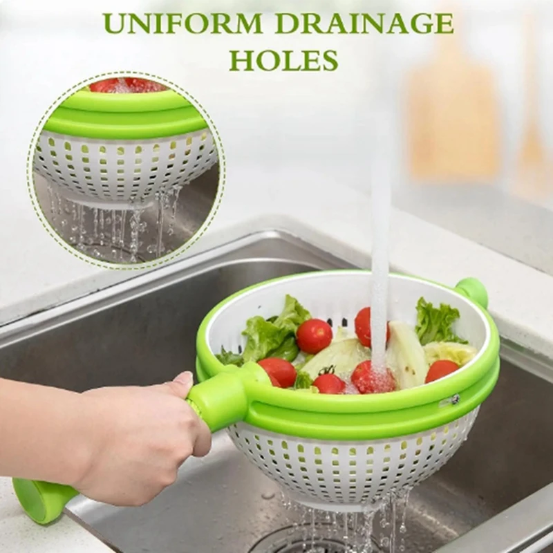 

Folding Drainer Basket Fruit & Vegetable Centrifuge Salad Spinner With Handle Kitchen Useful Things