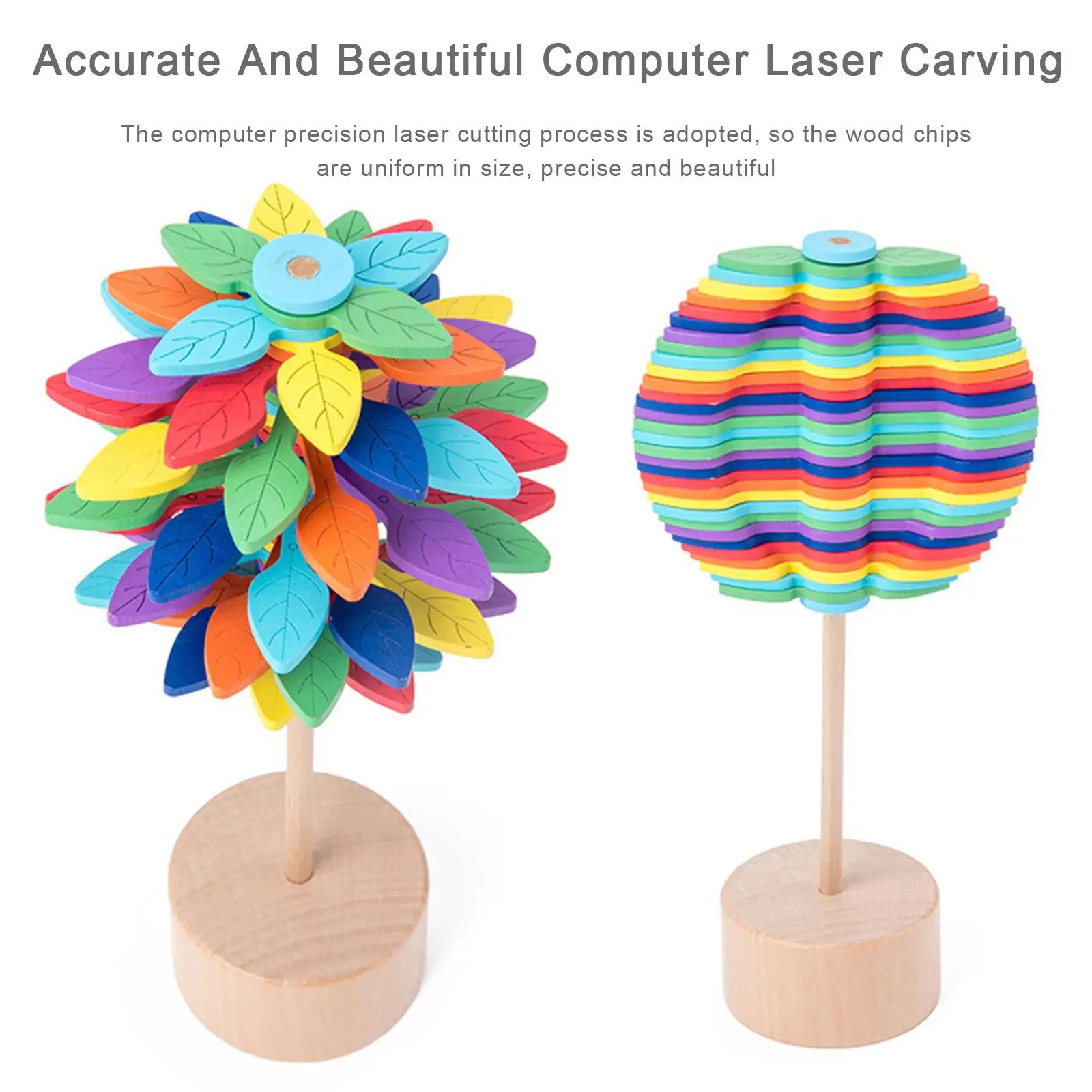 Novelty Colorful Helicone Rotating Lollipop Wooden Educational Toy for Children Adult Home Office Stress Relief Decoration Toys