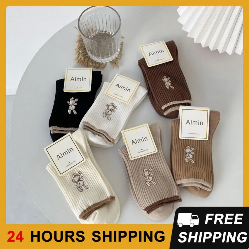 

Носки Bunny Heaps, удобные и не слишком узкие, из хлопчатобумажной ткани, среднего размера, бархатные носки с кроликом, аксессуары для одежды, женские носки