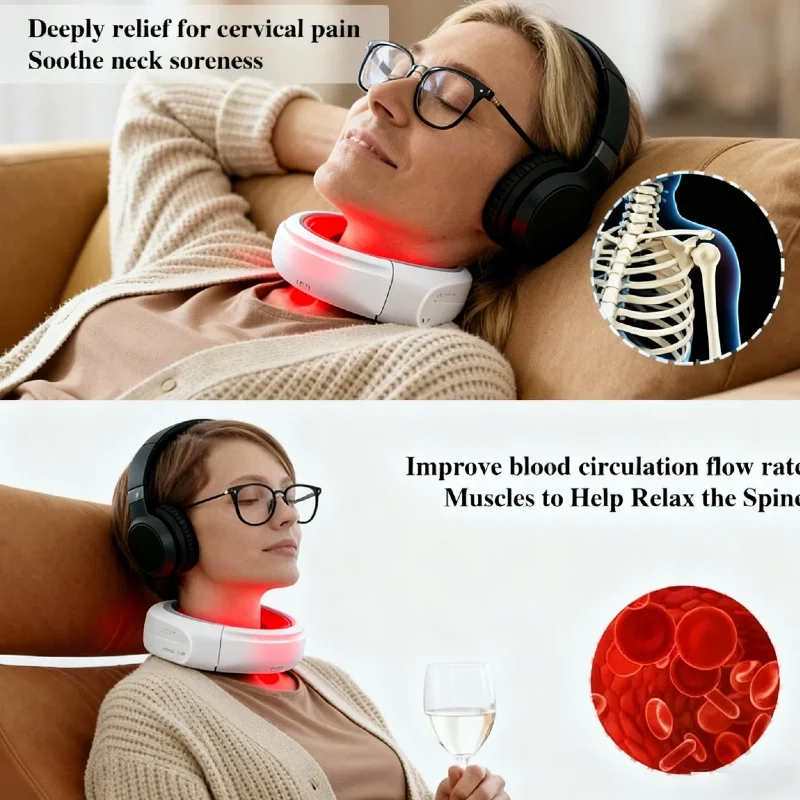 Neck and shoulder massager relaxing hot shawl pain relief wireless body kneading muscle massage device, scientific design