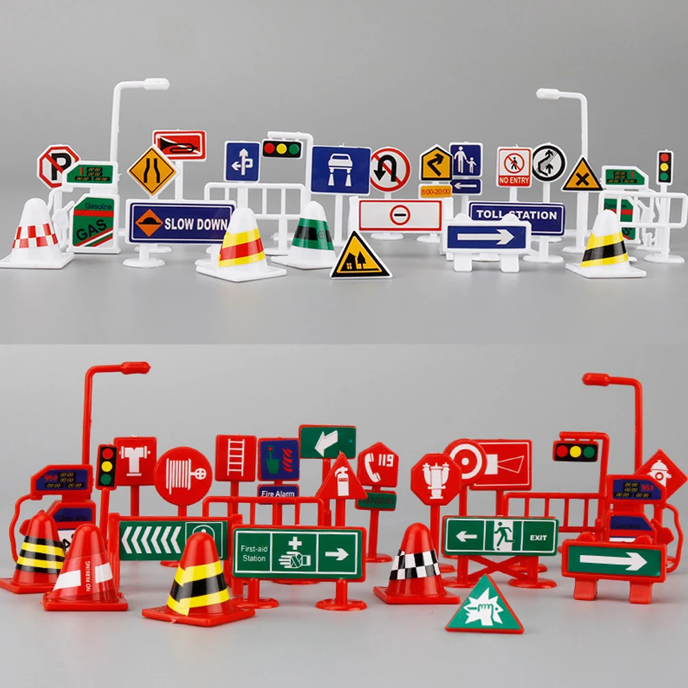 28Pcs/set City Traffic Road Map Kids Toy City Car Parking Lot Roadmap Traffic Signs Climbing Playing Mat Play Game Mat Carpet