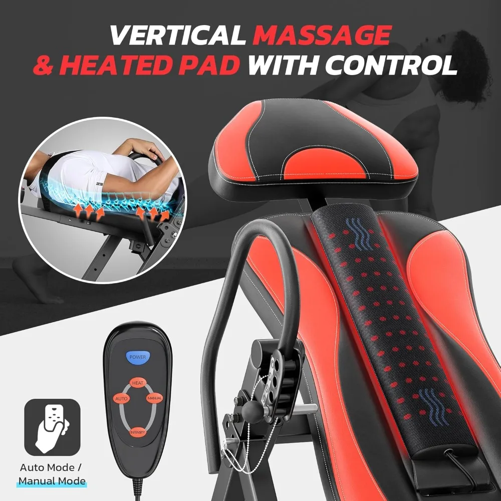 2025 Advanced Inversion Table with Massage and Heat Therapy for Back Pain Relief featuring Remote Control