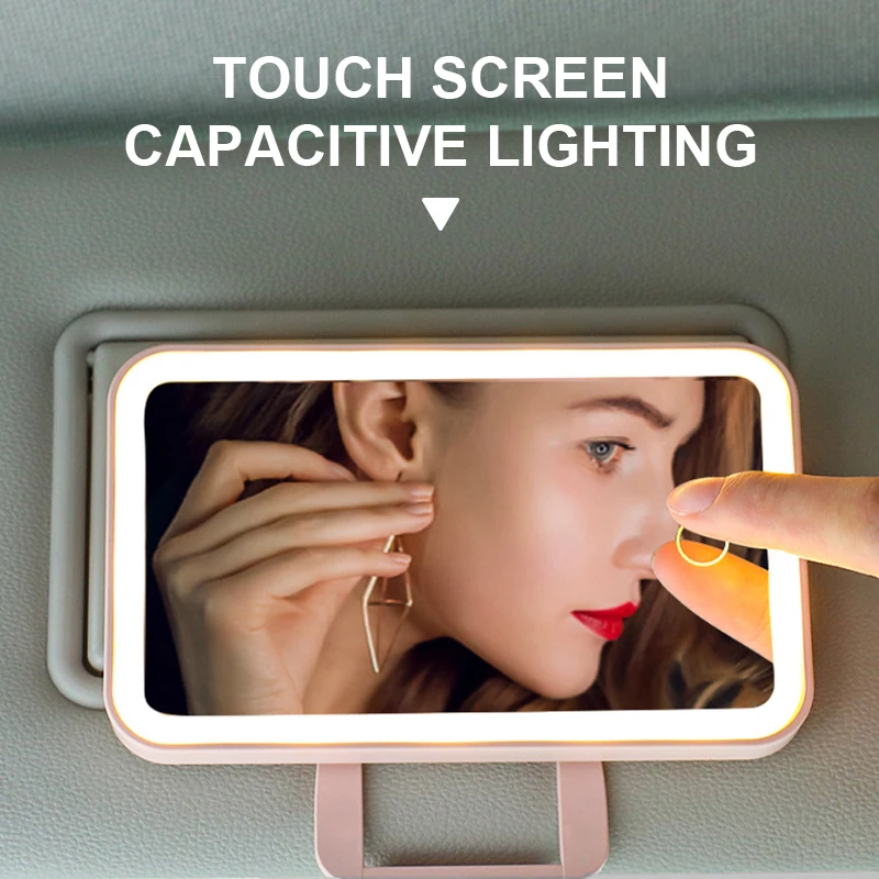 SEAMETAL 차량용 LED 메이크업 미러, 선 바이저 플레이트, 인테리어 미러, 디밍 가능 터치 스크린, 화장대 거울, 자동차 홈 오피스용 범용