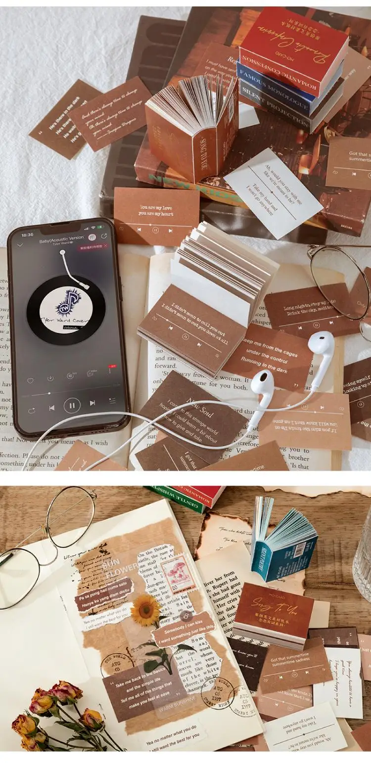 MARQUEPAGE,HPapier artisanal décoratif Vintage, 100 pièces, Mini