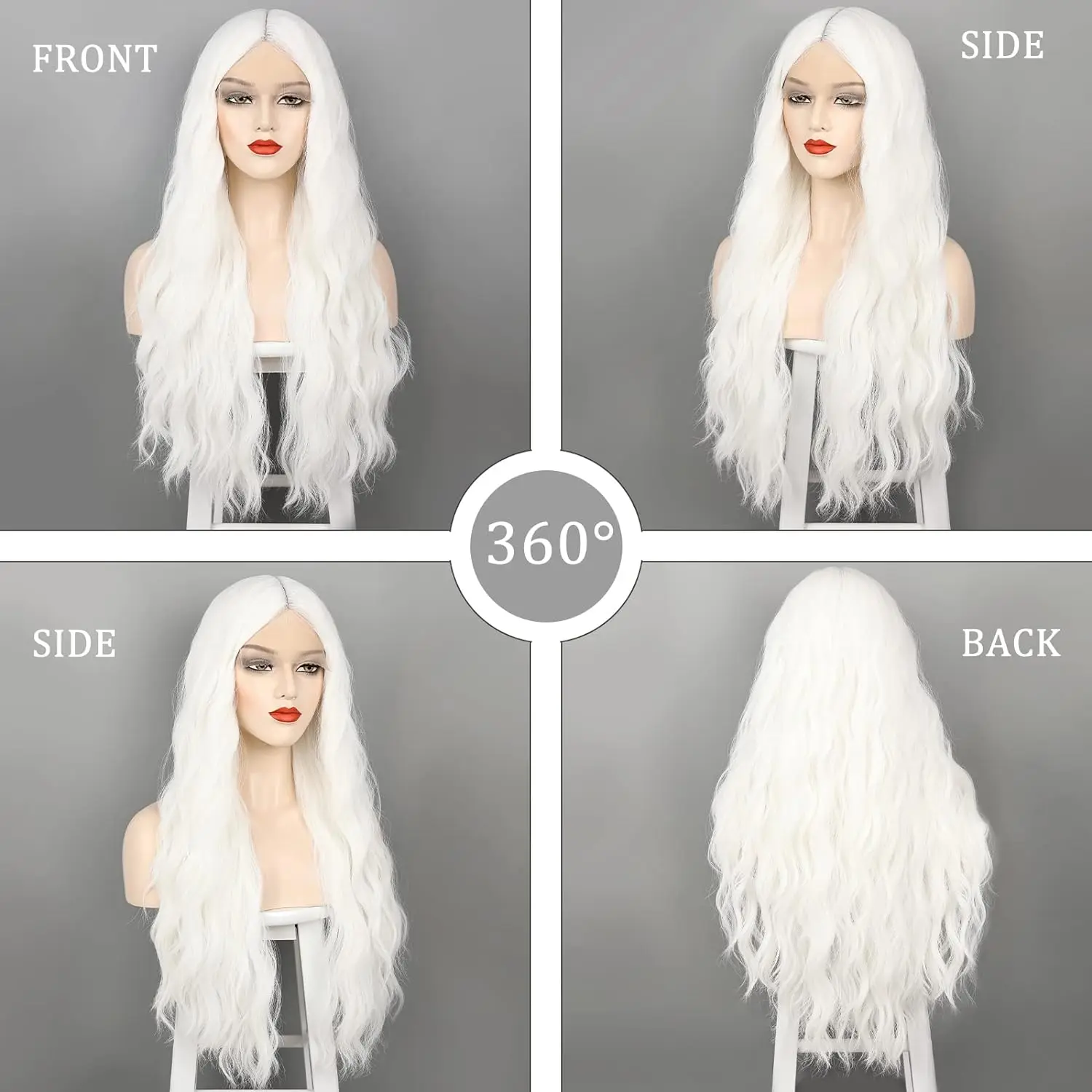 Long Syntheic Wigs for Women 30 Inches Wavy Lace Middle Part Natural Looking Silky for Daily Use Halloween