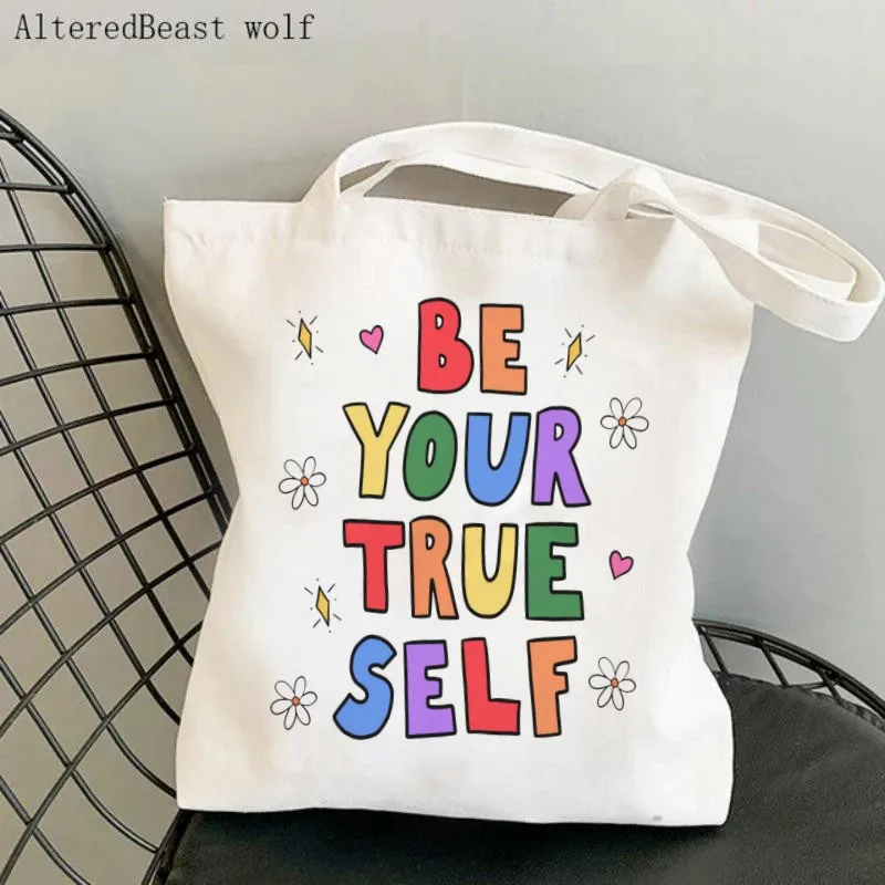 Women Canvas Shoulder bag All Things Are Possible Shopping custom Bag Harajuku Shopping Handbags Tote For Lover Girls friend