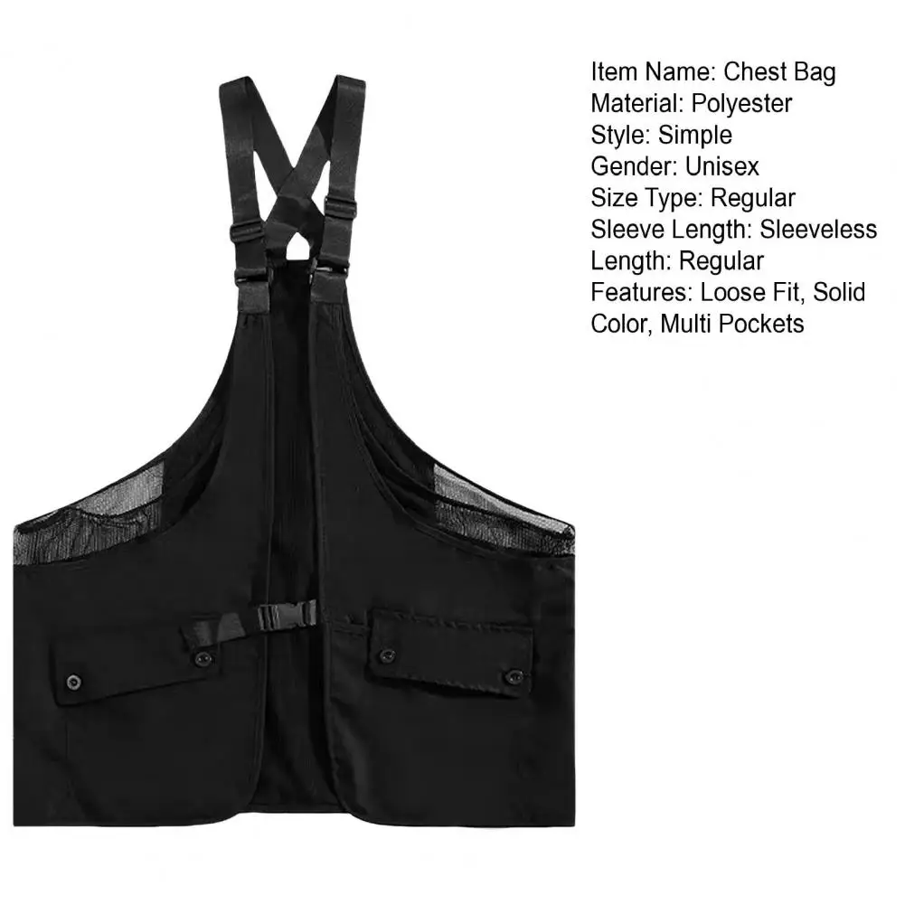 Description Picture 3 of itemStreetwear Chest Bag Unisex Hip-Hop Vest Chest Rig Bags Leisure Woman Tactical Shoulder Bag Vest Pack Multi-Pocket Waist Pack