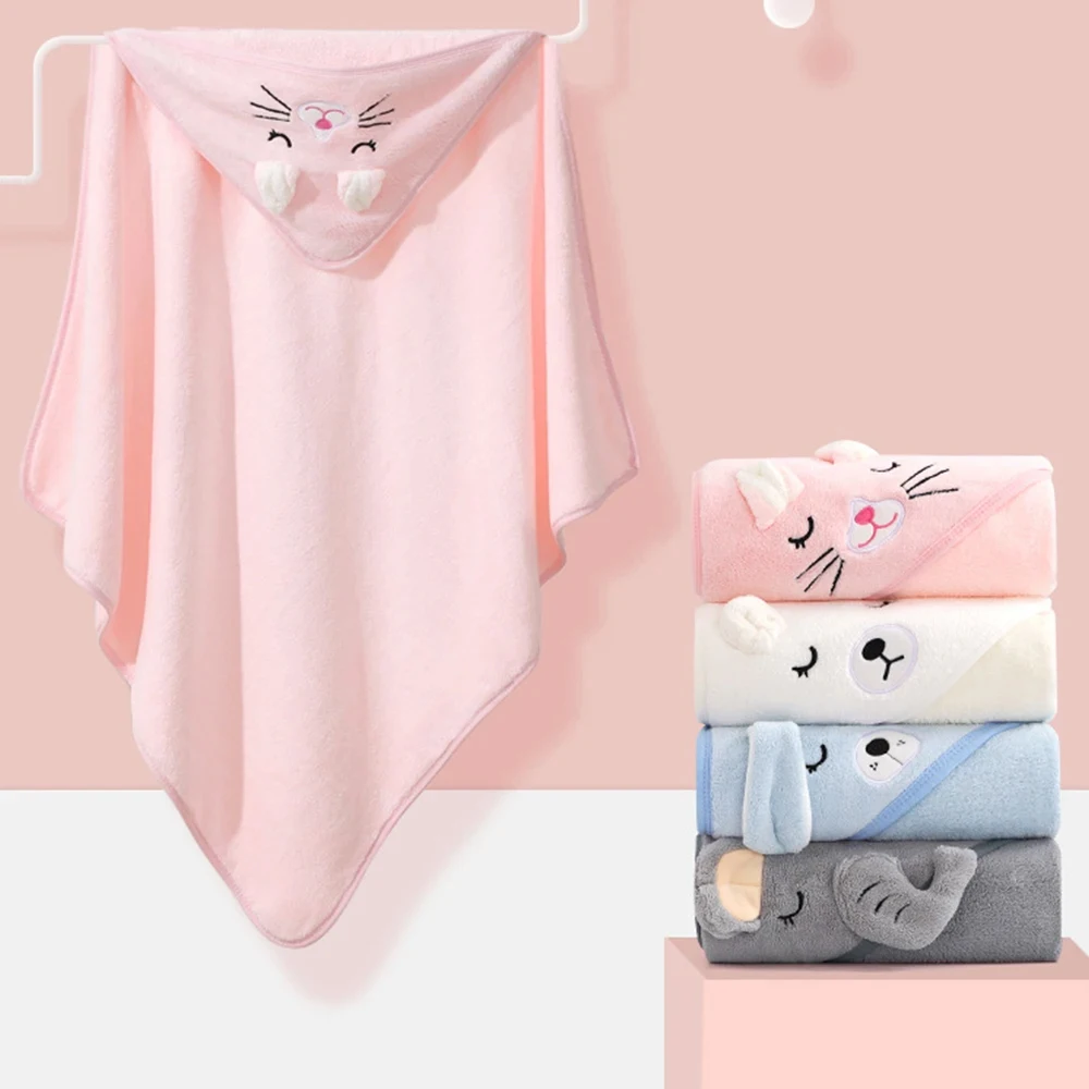Baby Bathrobe Cartoon Cape Super Soft Hooded Spa Bathrobe Newborn Bath Towel For 0-3 Years Old