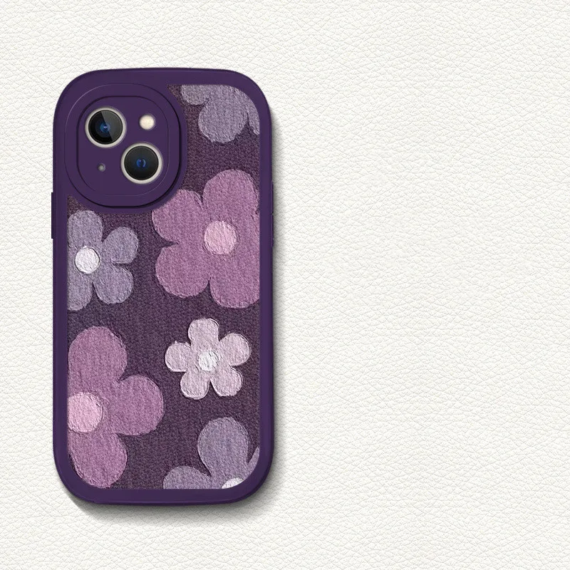 Pittura A Olio Fiore Iphone 14 Custodia Iphone 13 Pro 12 11 Fata A Prova Di Caduta Carino Pelle Di Pecora Sensazione Di Mano Funda Iphone 13 Coque Iph