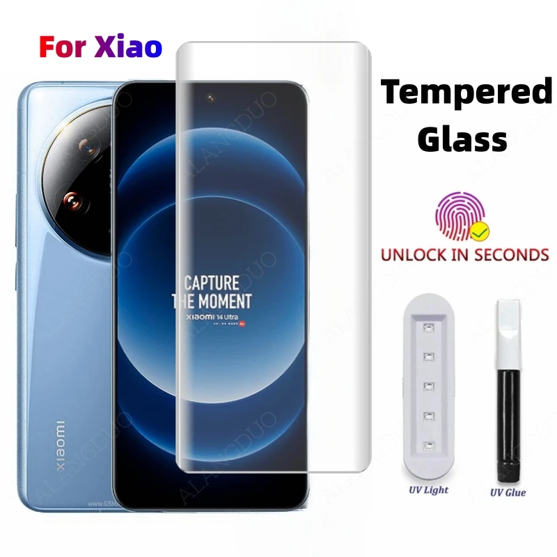 Pellicola Salvaschermo Uv Per Xiaomi 14Ultra 14Pro Full Glue Vetro Temperato Antigraffio Supporto Per Impronte Digitali Per Xiaomi 13Ultra 13Pro