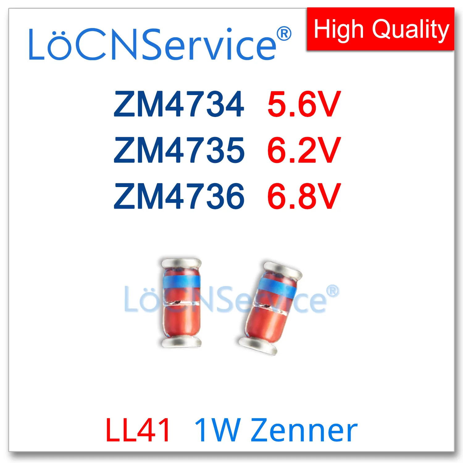 

LoCNService 1000PCS 5000PCS LL41 1W ZM4734 5.6V ZM4735 6.2V ZM4736 6.8V SMD RoHS Silicon Planar Power Zener Diodes High quality