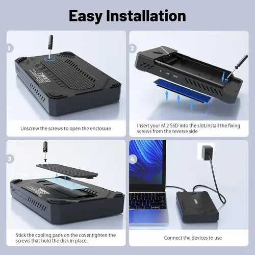 USB C 10Gbps M.2 SATA Dual Bay Hard Drive Enclosure Support NVMe PCIe SSD 2.5 Inch SATA HDD SSD Hard Drive Case for PC Laptop - Image 5